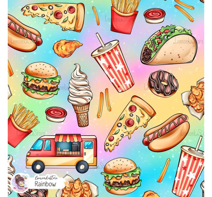 Yummy exclusive seamless pattern - Rainbow