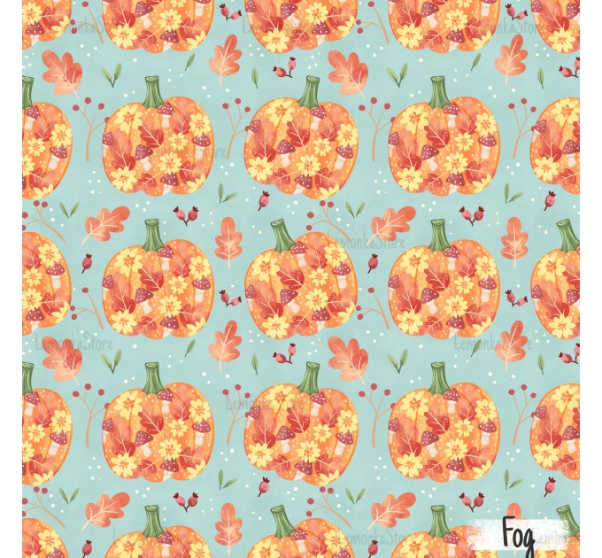Autumn Pumpkin [NON-exclusive] seamless pattern - Fog
