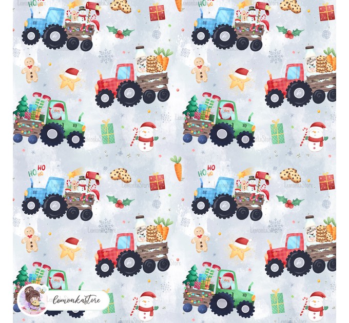 Christmas Tractors Seamless patterns [Non-Exclusive]  9 in 1