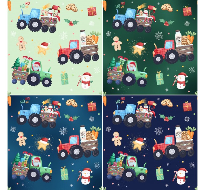 Christmas Tractors Seamless patterns [Non-Exclusive]  9 in 1