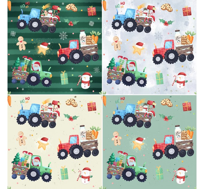 Christmas Tractors Seamless patterns [Non-Exclusive]  9 in 1