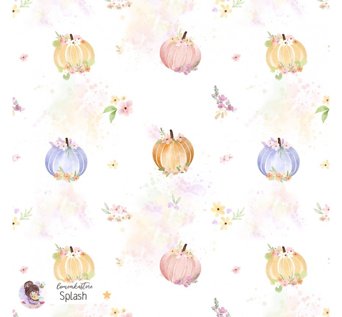 Floral Pumpkins seamless pattern - Splash