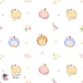 Floral Pumpkins seamless pattern - White