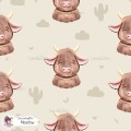 Highland Baby Cow seamless pattern - Meadow
