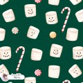 Marshmallow Snowman seamless pattern - Merry