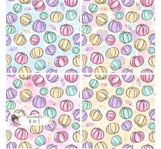 Pastel Pumpkins seamless pattern