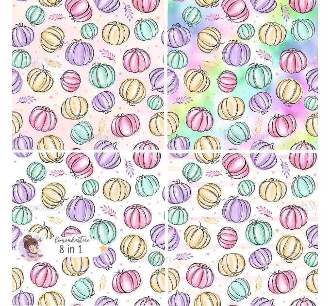 Pastel Pumpkins seamless pattern