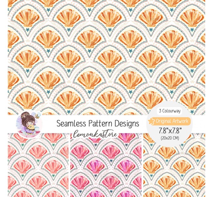 Shell seamless pattern 3 in 1