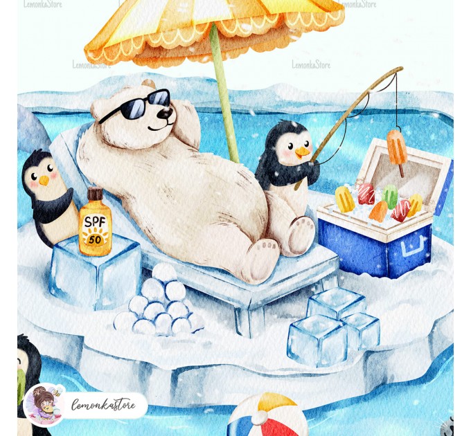 Polar bear and penguins - Wildlife Park - Arctic [PNG Clipart]