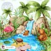  Hippopotamus and Aligator - Wildlife Park - Pond [PNG Clipart]