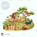 Lions family - Wildlife Park - Savanna [PNG Clipart]