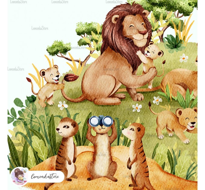 Lions family - Wildlife Park - Savanna [PNG Clipart]
