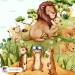 Lions family - Wildlife Park - Savanna [PNG Clipart]