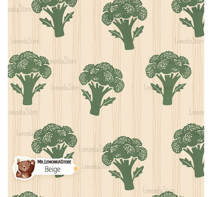 Broccoli exclusive seamless pattern - Beige
