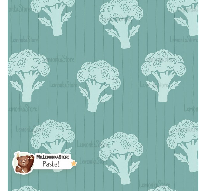 Broccoli exclusive seamless pattern - Pastel