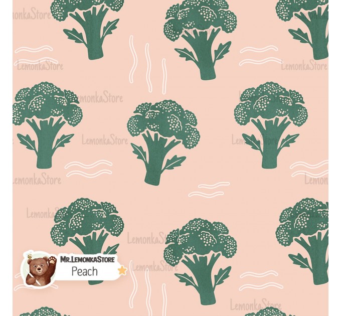Broccoli exclusive seamless pattern - Peach