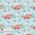 Christmas Bus seamless pattern design - Sea Foam