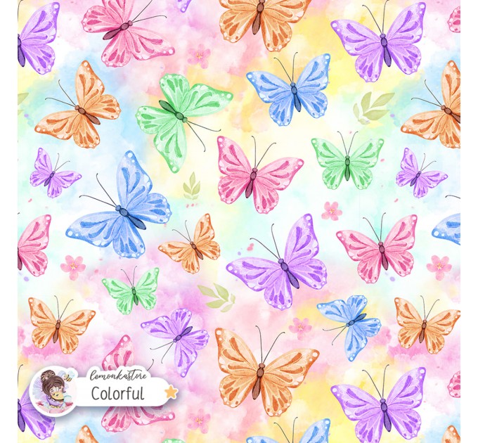 Colorful Butterflies exclusive seamless pattern - Colorful