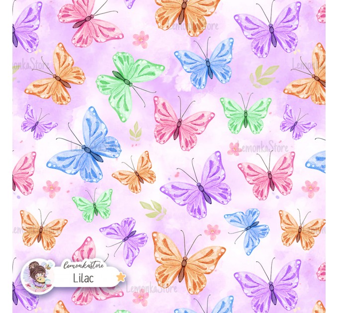 Colorful Butterflies exclusive seamless pattern - Lilac