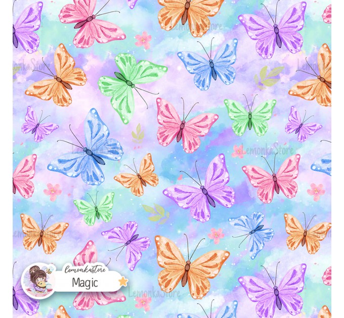 Colorful Butterflies exclusive seamless pattern - Magic