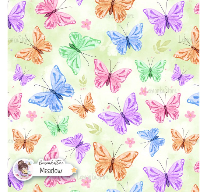 Colorful Butterflies exclusive seamless pattern - Meadow