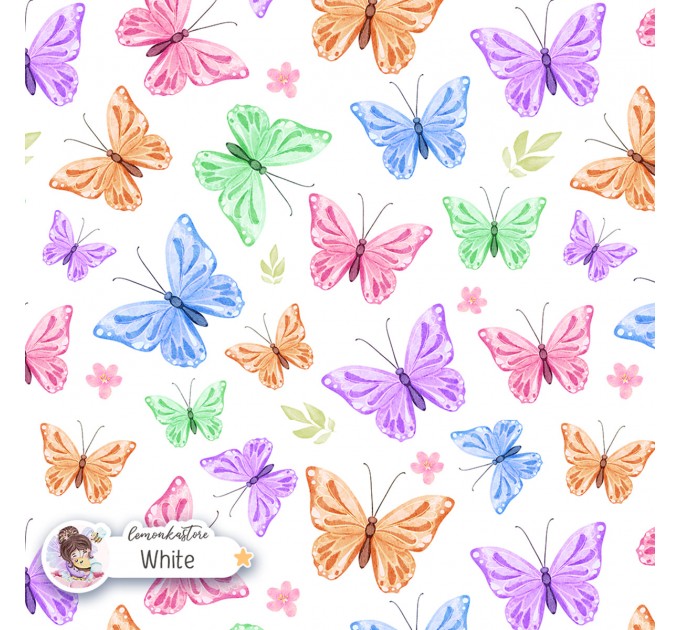 Colorful Butterflies seamless pattern - White [Non-Exclusive]