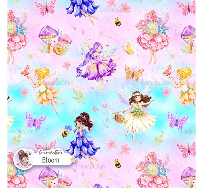 Floral Fairies exclusive seamless pattern - Bloom