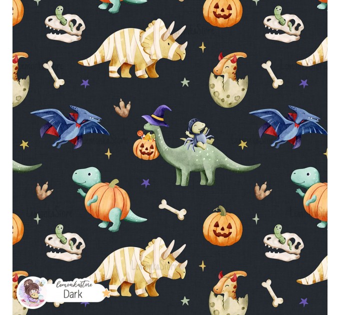 Halloween Dinosaurs exclusive seamless pattern - Dark
