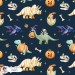 Halloween Dinosaurs exclusive seamless pattern - Denim