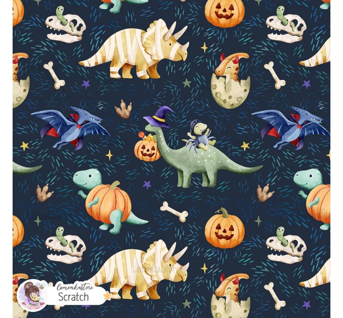 Halloween Dinosaurs exclusive seamless pattern - Scratch