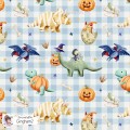 Halloween Dinosaurs exclusive seamless pattern - Gingham 2