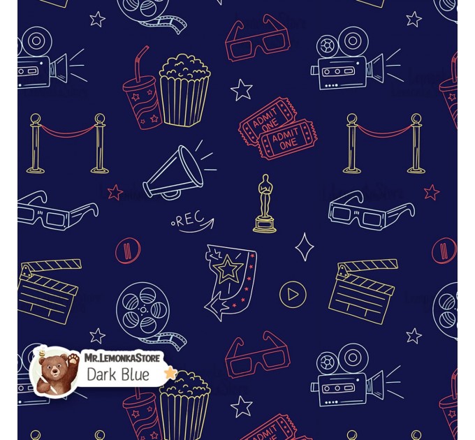 Movie Doodles exclusive seamless pattern - Dark Blue