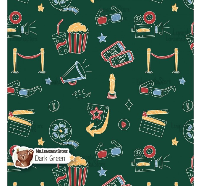 Movie Doodles exclusive seamless pattern - Dark Green