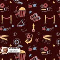 Movie Doodles exclusive seamless pattern - Dark Red