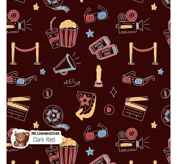 Movie Doodles exclusive seamless pattern - Dark Red