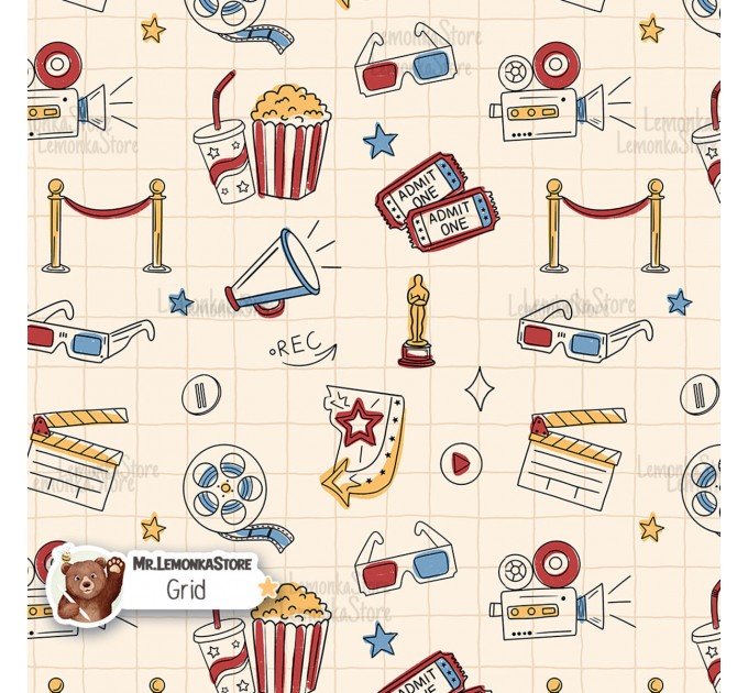 Movie Doodles exclusive seamless pattern - Grid
