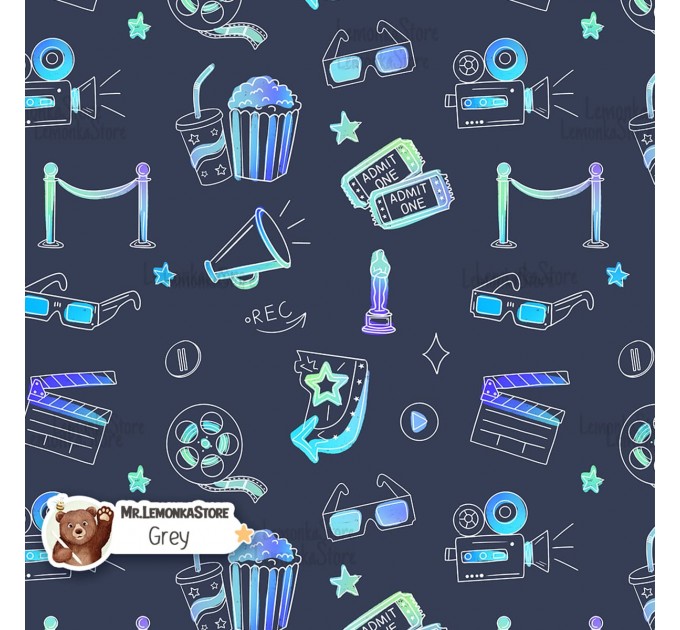 Movie Doodles exclusive seamless pattern - Grey