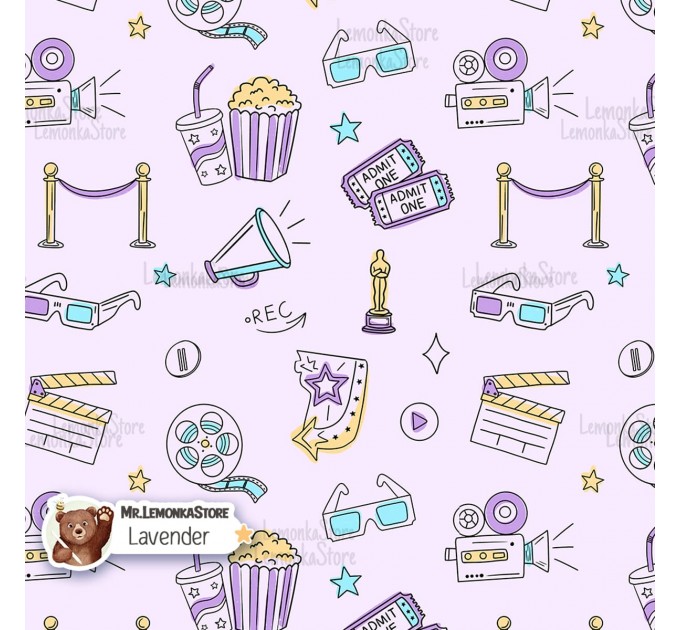 Movie Doodles exclusive seamless pattern - Lavender
