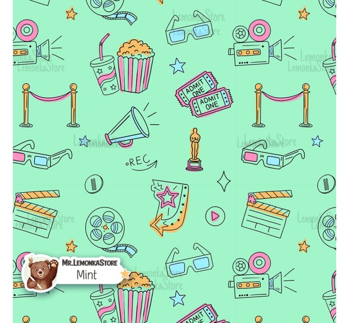Movie Doodles exclusive seamless pattern - Mint