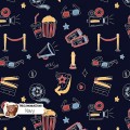 Movie Doodles seamless pattern - Navy [Non-Exclusive]