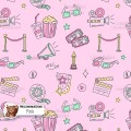 Movie Doodles exclusive seamless pattern - Pink