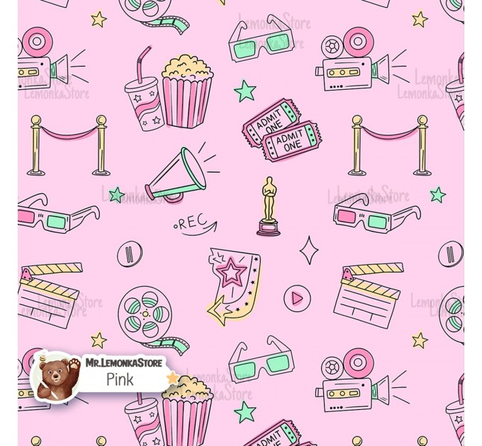 Movie Doodles exclusive seamless pattern - Pink
