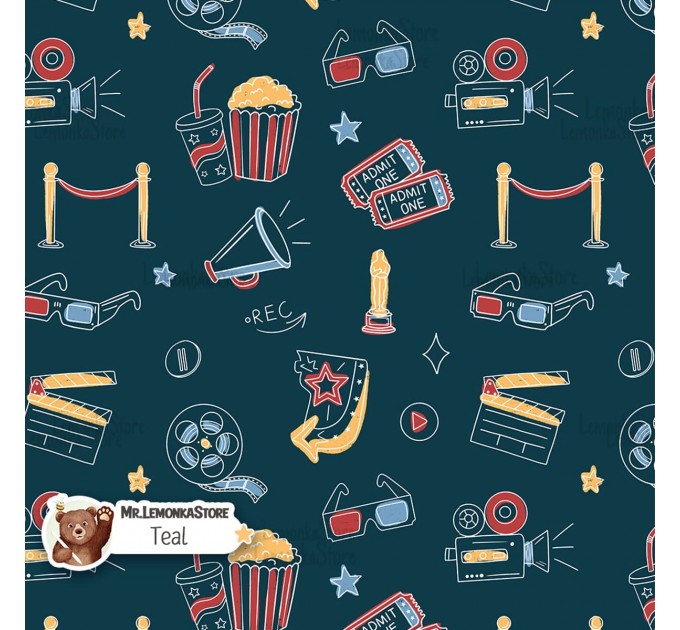 Movie Doodles exclusive seamless pattern - Teal