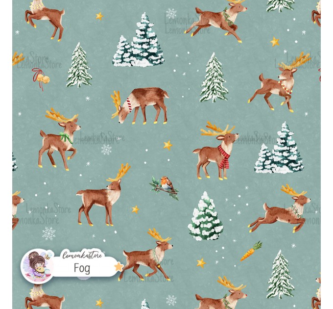 Santa's Deers seamless pattern design - Fog [Non-Exclusive]