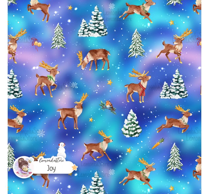 Santa's Deers seamless pattern design - Joy