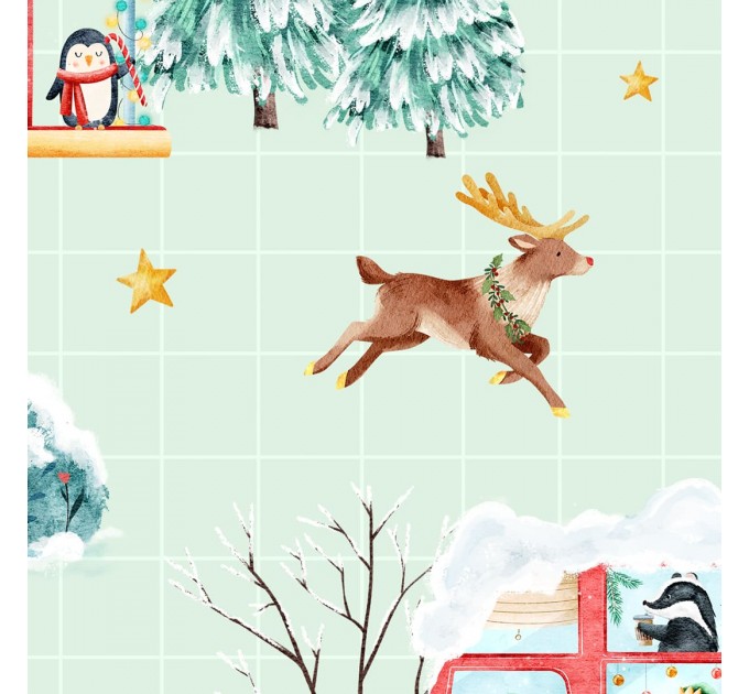 Christmas Bus seamless pattern design - Ash