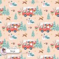 Christmas Bus seamless pattern design - Beige
