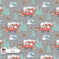 Christmas Bus seamless pattern design - Grey