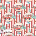 Christmas Bus seamless pattern design - Joy Red