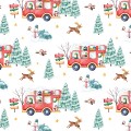 Christmas Bus seamless pattern - White [Non-Exclusive]